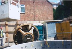 'Little Ceel' cutting head brought to surface after completing boring at Brookland Close.